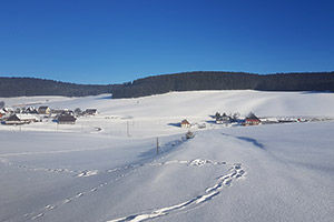 Ausblick vom Ferienhaus im Winter